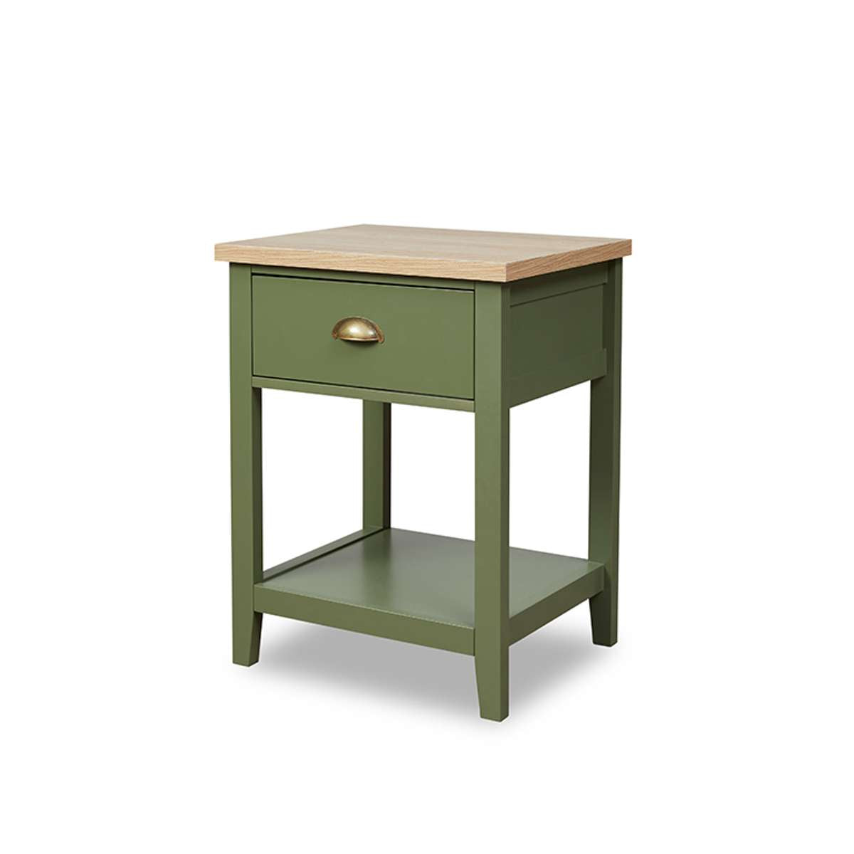 Hastings Bedside Table - Olive Green/Natural - Mocka New Zealand