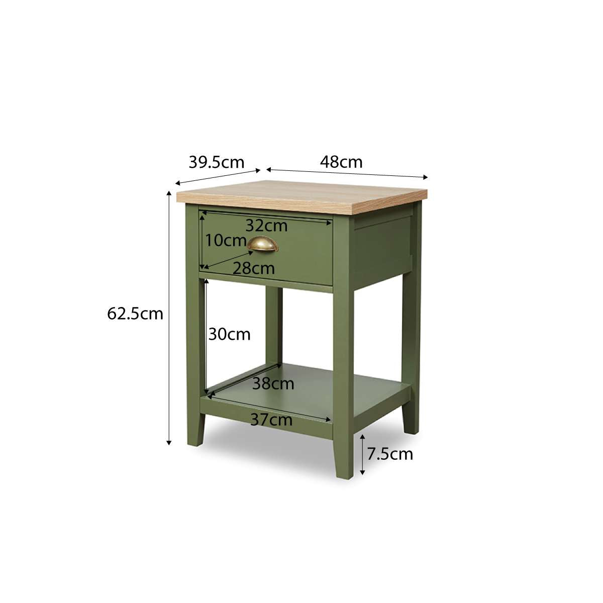 Hastings Bedside Table - Olive Green/Natural - Mocka New Zealand