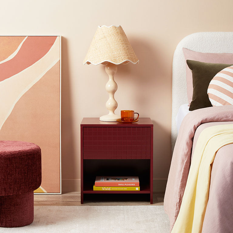 Amos Checkered Bedside Table - Shiraz - Mocka New Zealand