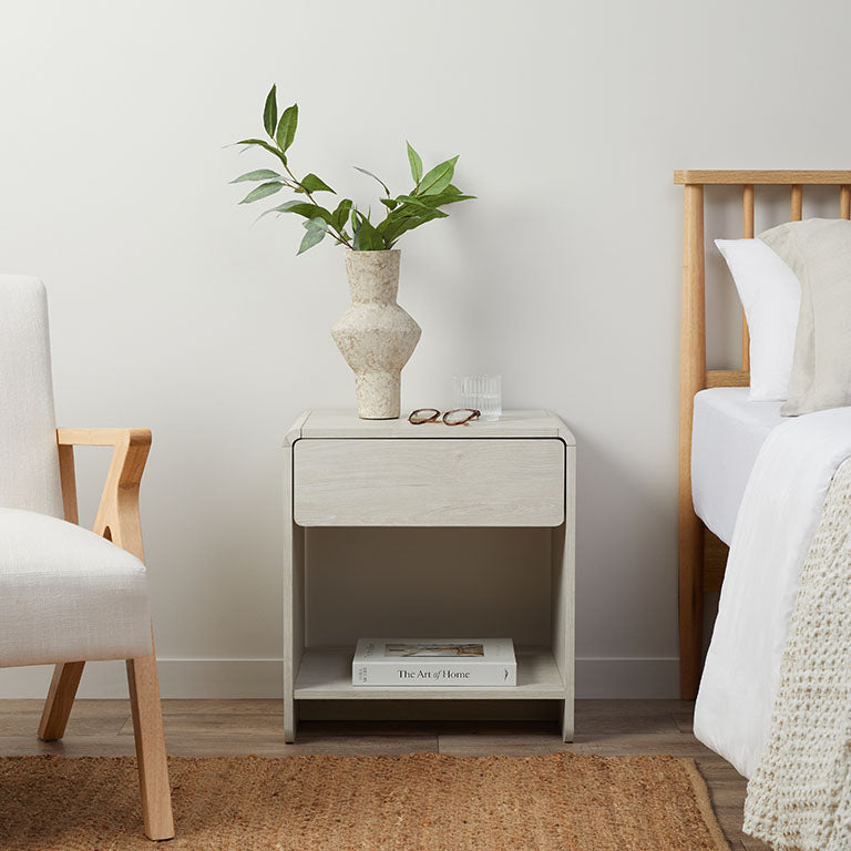 Owen Bedside Table - Cream - Mocka New Zealand