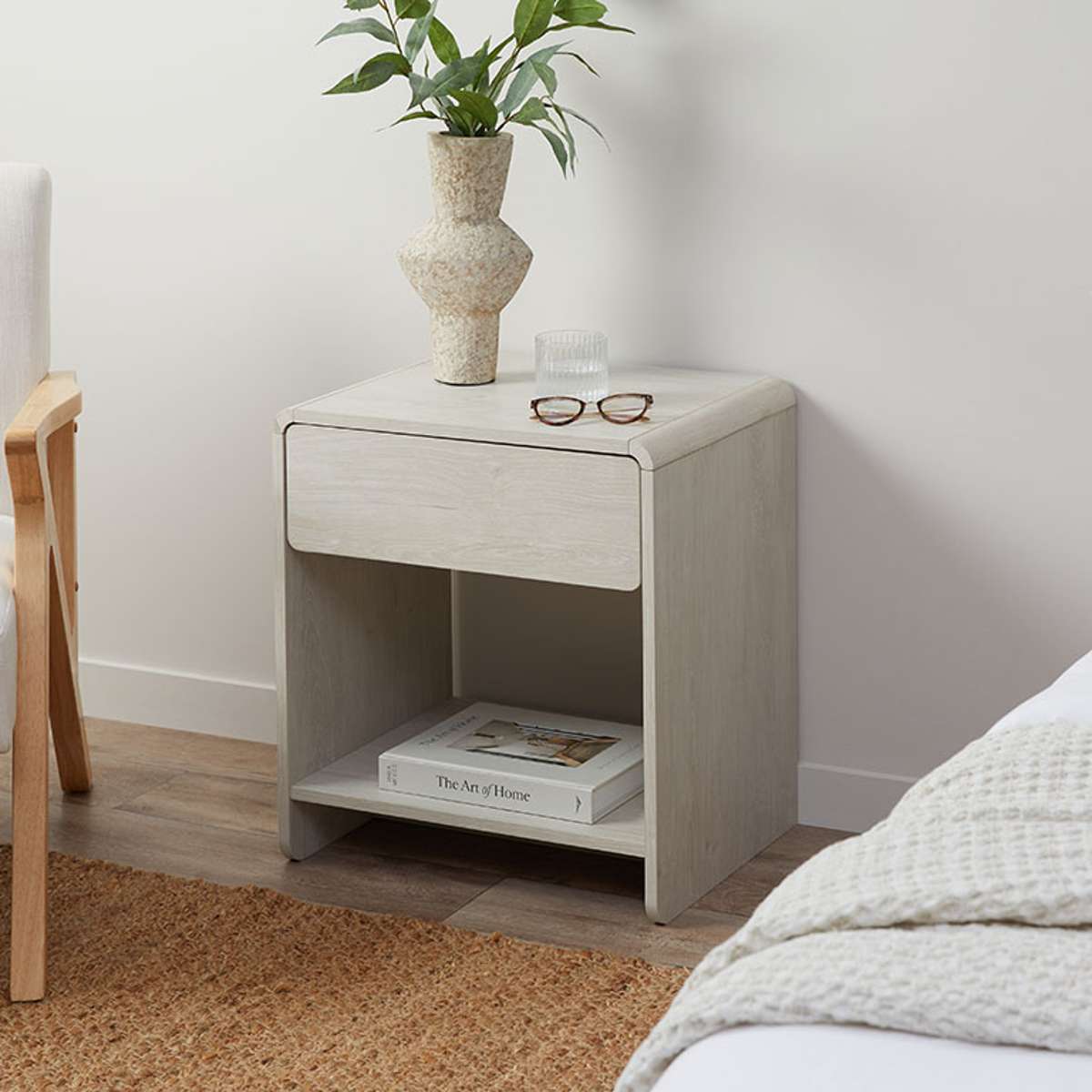 Owen Bedside Table - Cream - Mocka New Zealand