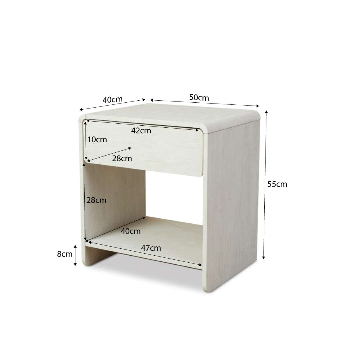 Owen Bedside Table - Cream - Mocka New Zealand