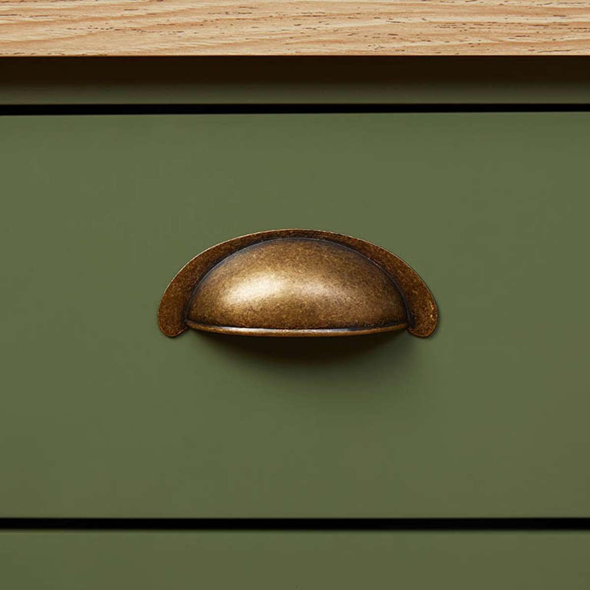 Hastings Three Drawer Bedside Table - Olive Green/Natural - Mocka New Zealand