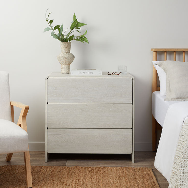 Owen Three Drawer - Cream - Mocka New Zealand