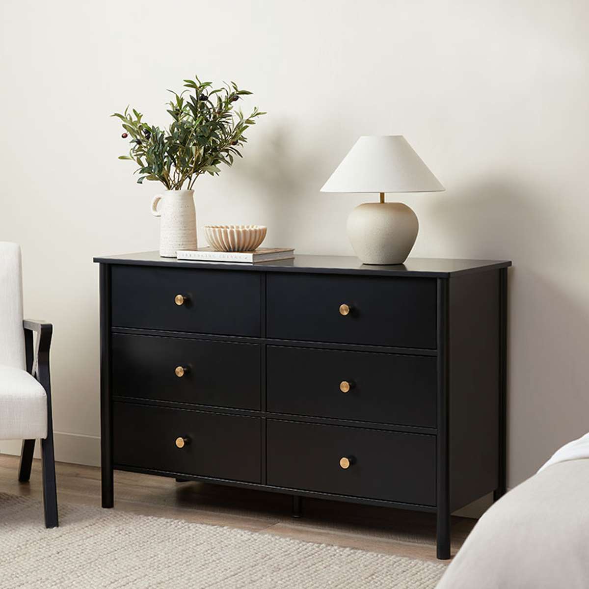 Delaney Six Drawer - Black - Mocka New Zealand