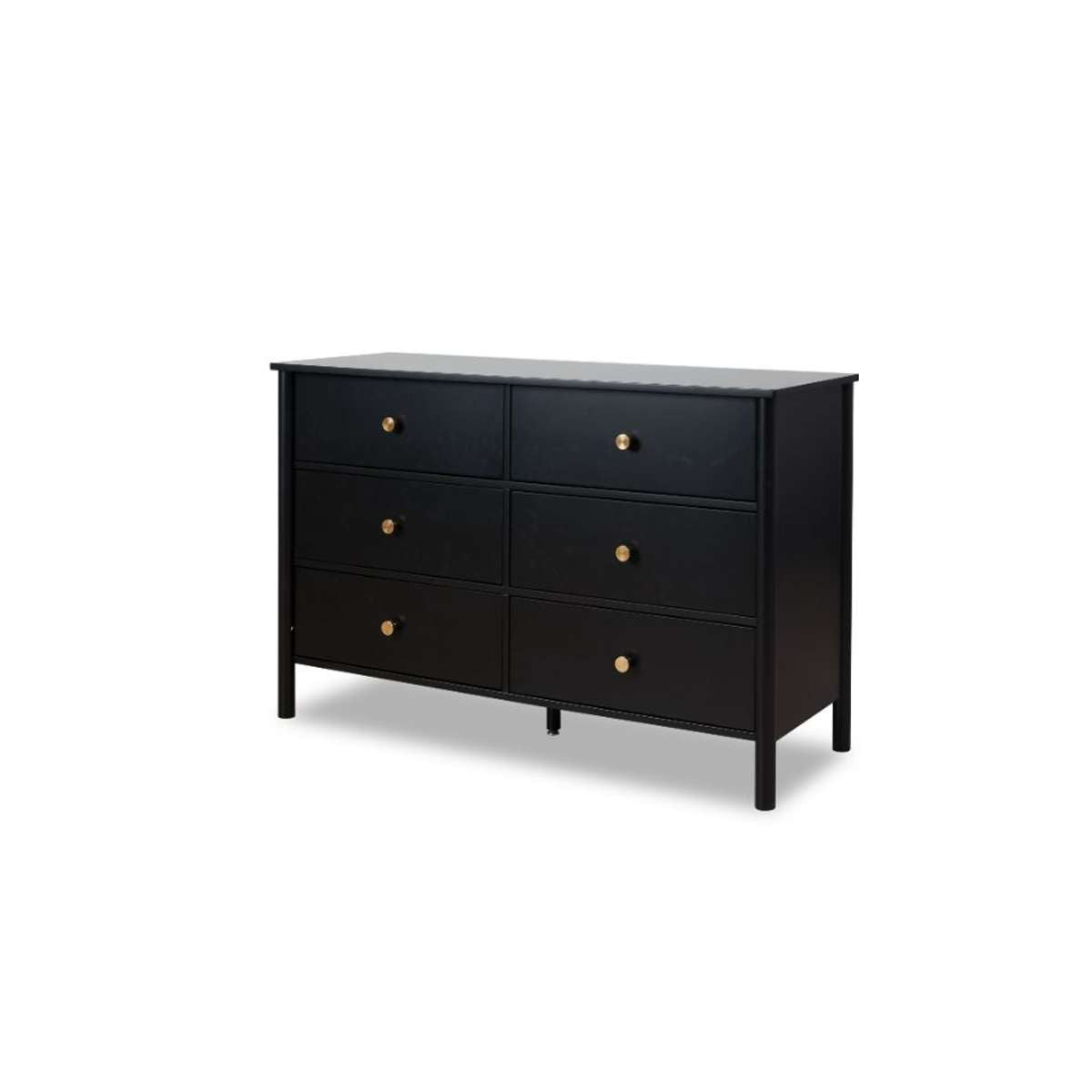 Delaney Six Drawer - Black - Mocka New Zealand