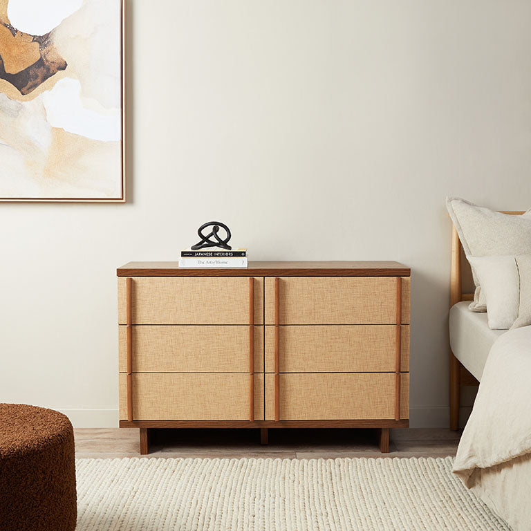 Minato Textured Six Drawer - Walnut - Mocka New Zealand