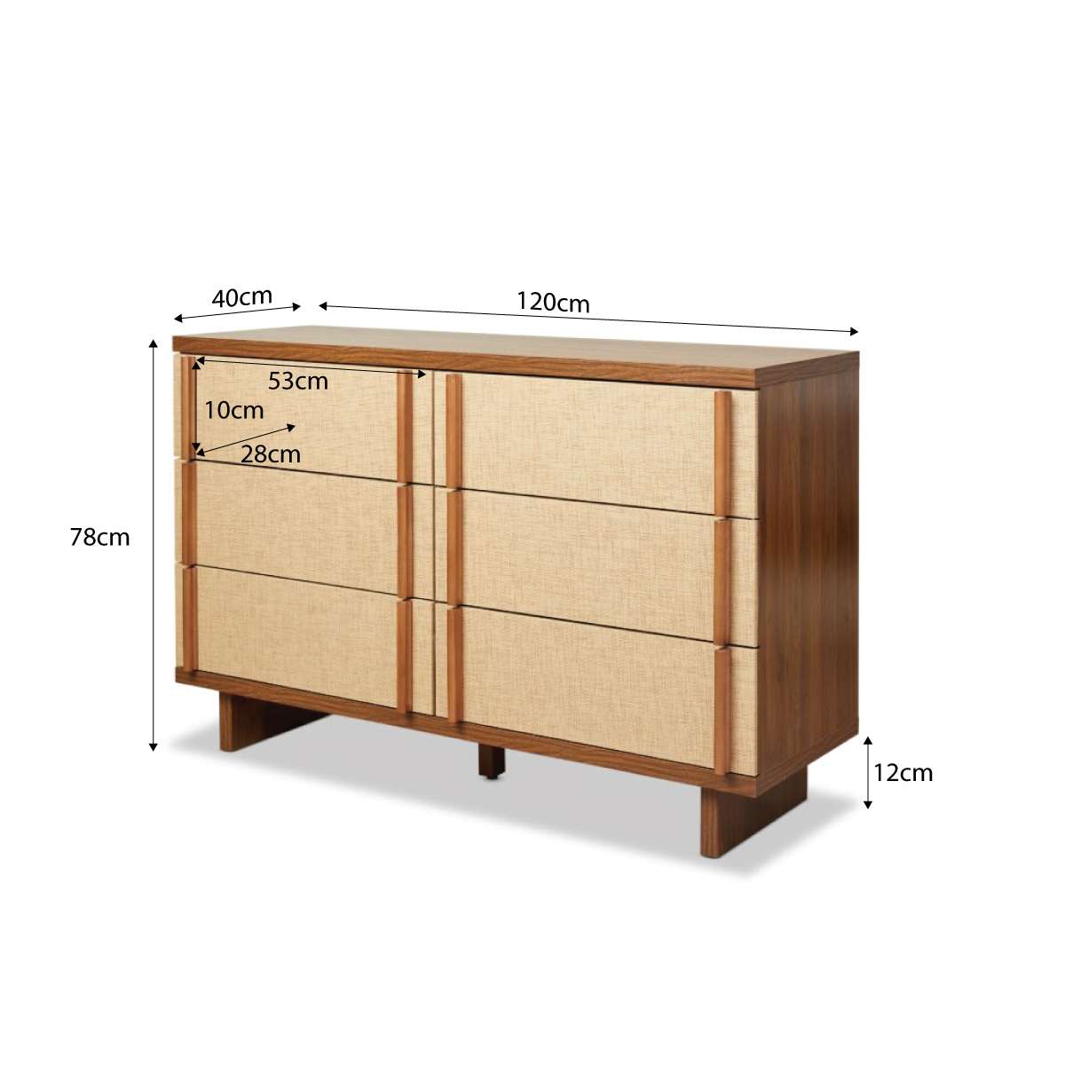 Minato Textured Six Drawer - Walnut - Mocka New Zealand