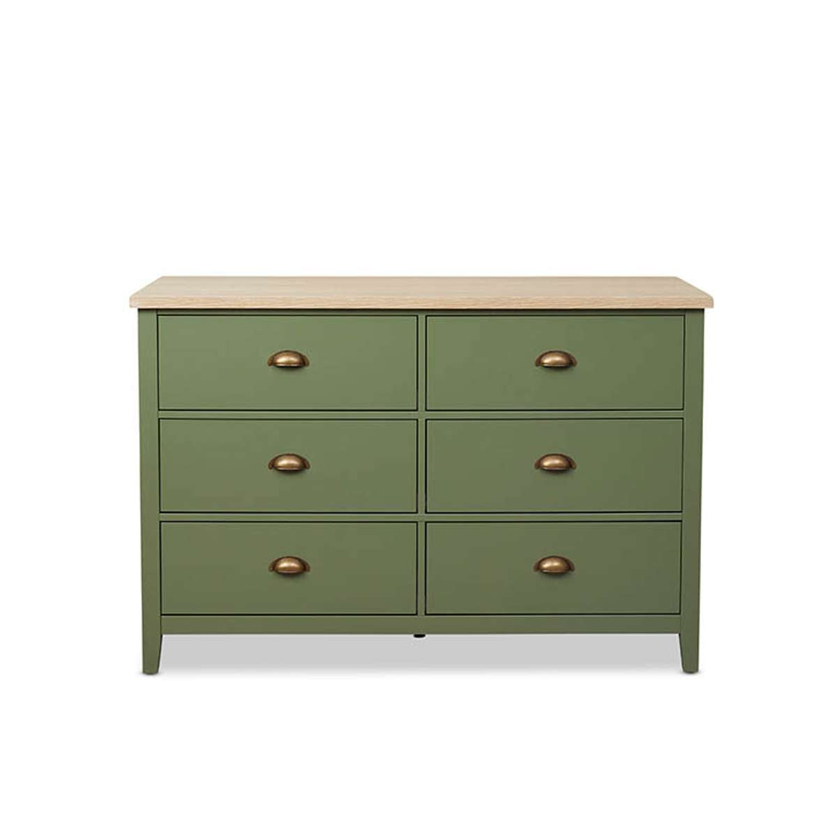 Hastings Six Drawer - Olive Green/Natural - Mocka New Zealand