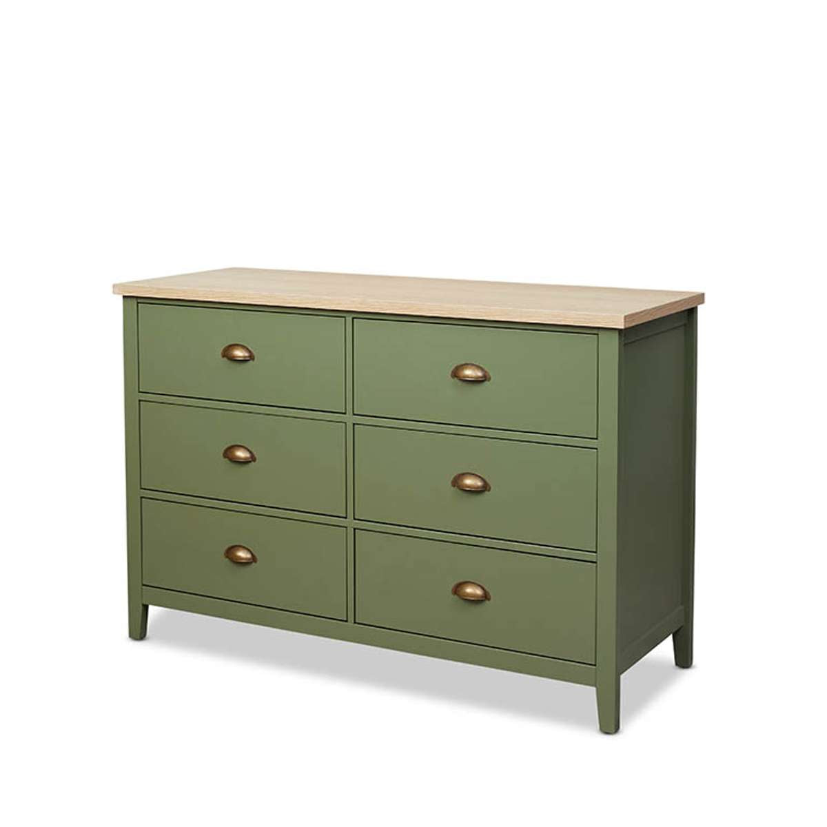 Hastings Six Drawer - Olive Green/Natural - Mocka New Zealand