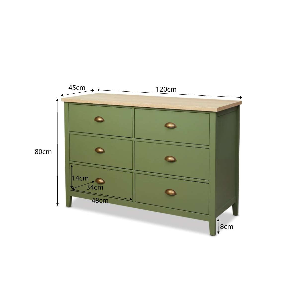 Hastings Six Drawer - Olive Green/Natural - Mocka New Zealand
