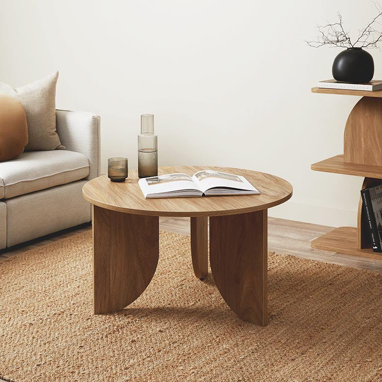 Tove Curved Leg Coffee Table - Pecan - Mocka New Zealand