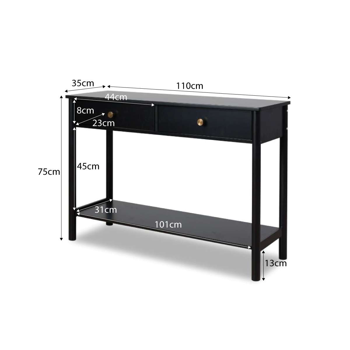 Delaney Console Table - Black - Mocka New Zealand