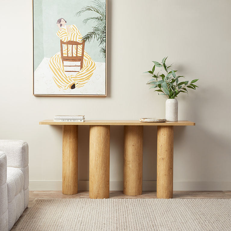 Otis Chunky Leg Console Table - Natural - Mocka New Zealand