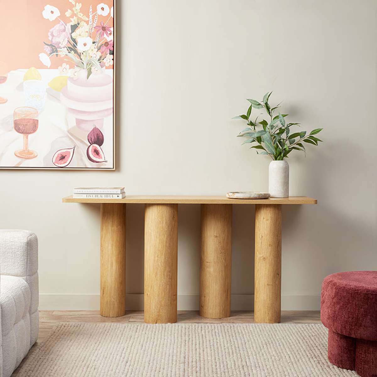 Otis Chunky Leg Console Table - Natural - Mocka New Zealand