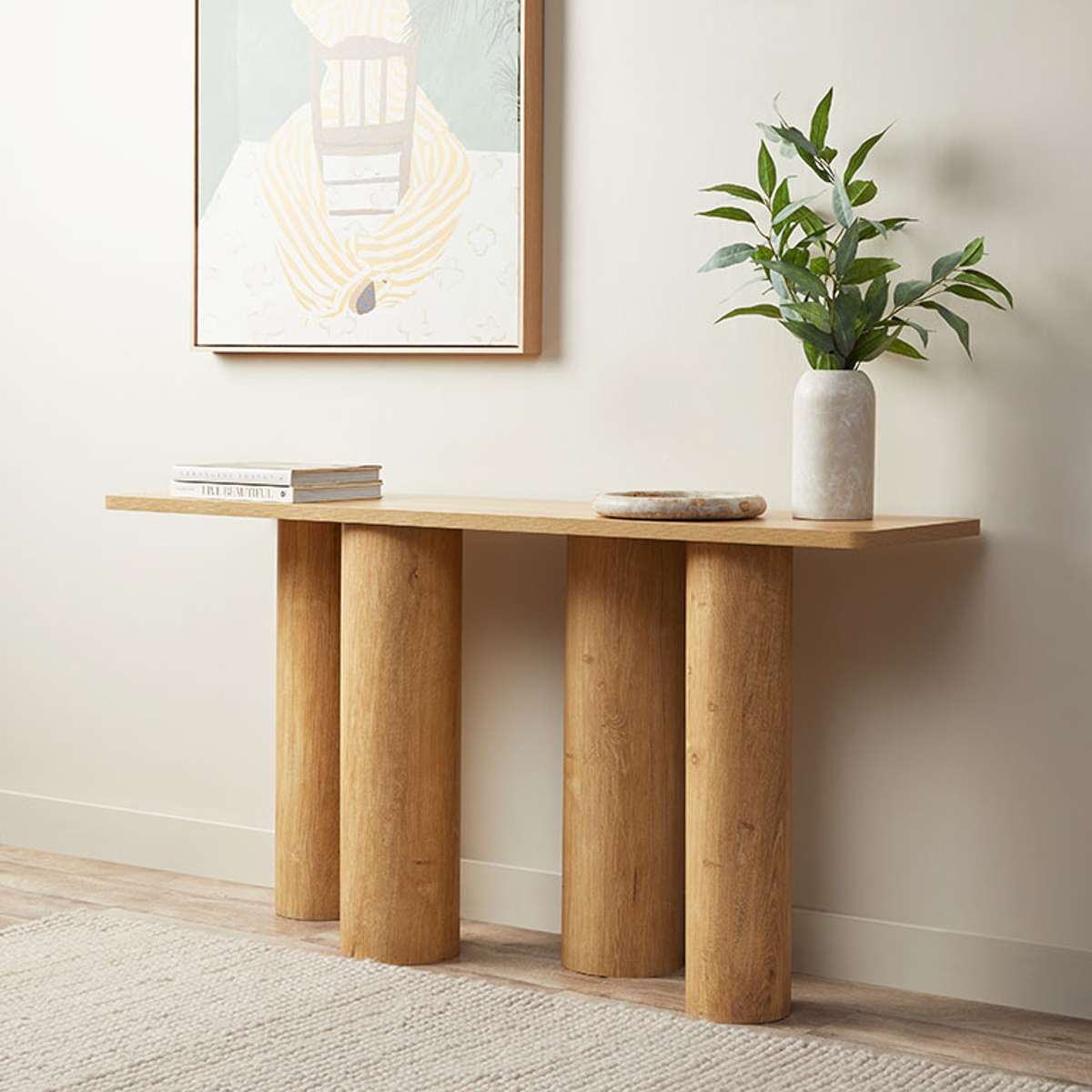 Otis Chunky Leg Console Table - Natural - Mocka New Zealand