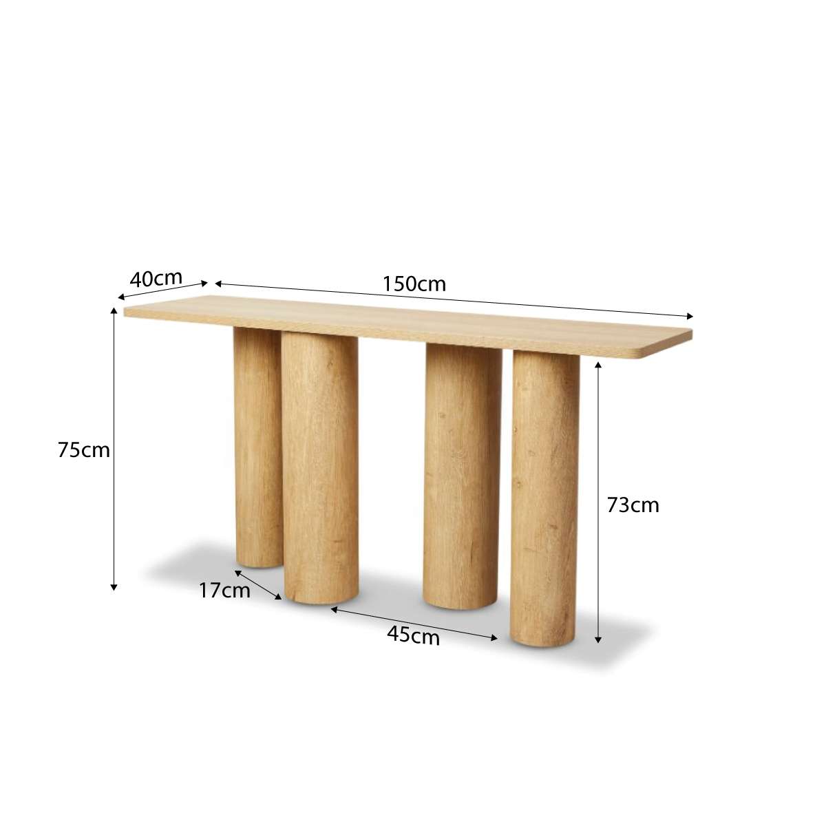 Otis Chunky Leg Console Table - Natural - Mocka New Zealand