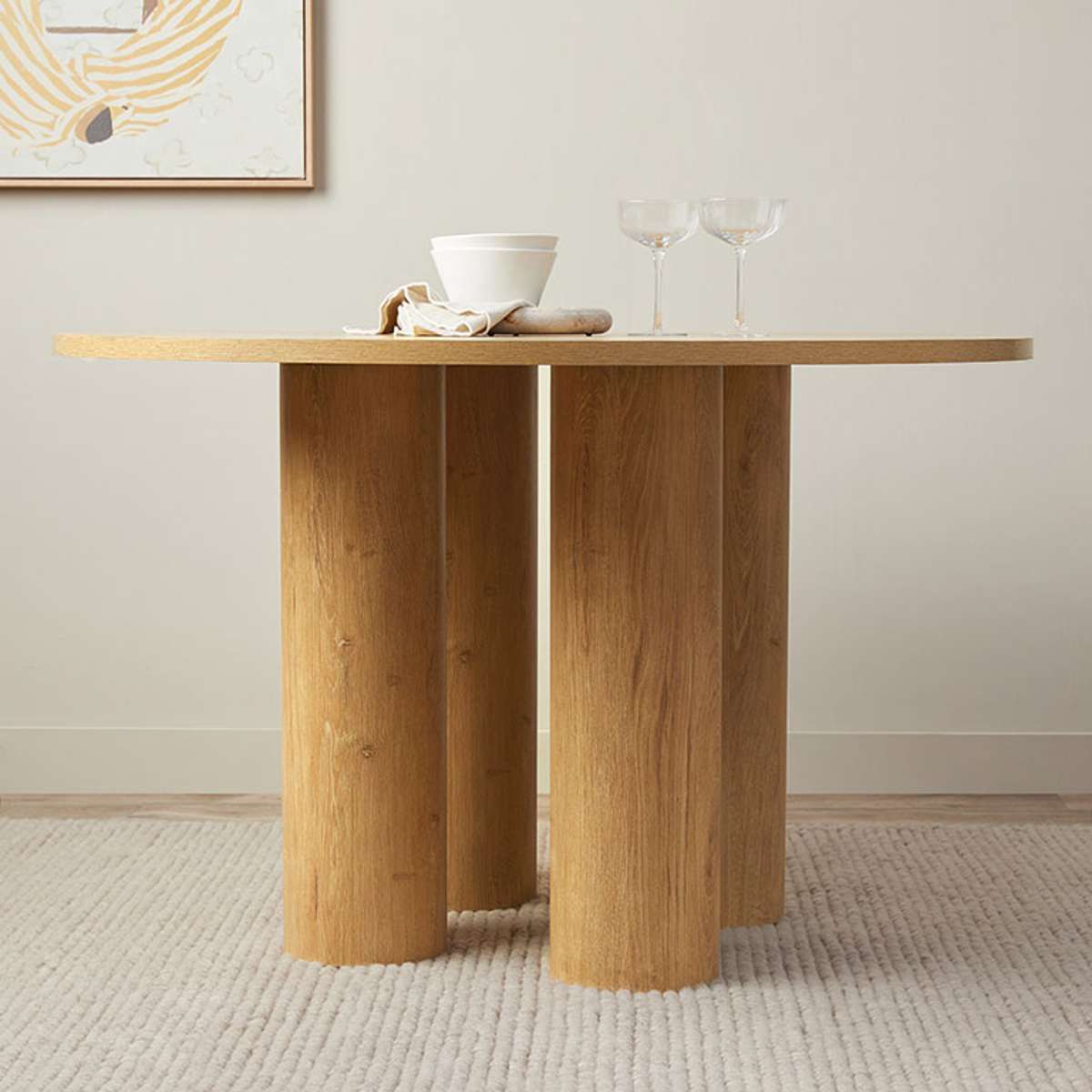 Otis Round Four Seater Dining Table - Natural - Mocka New Zealand