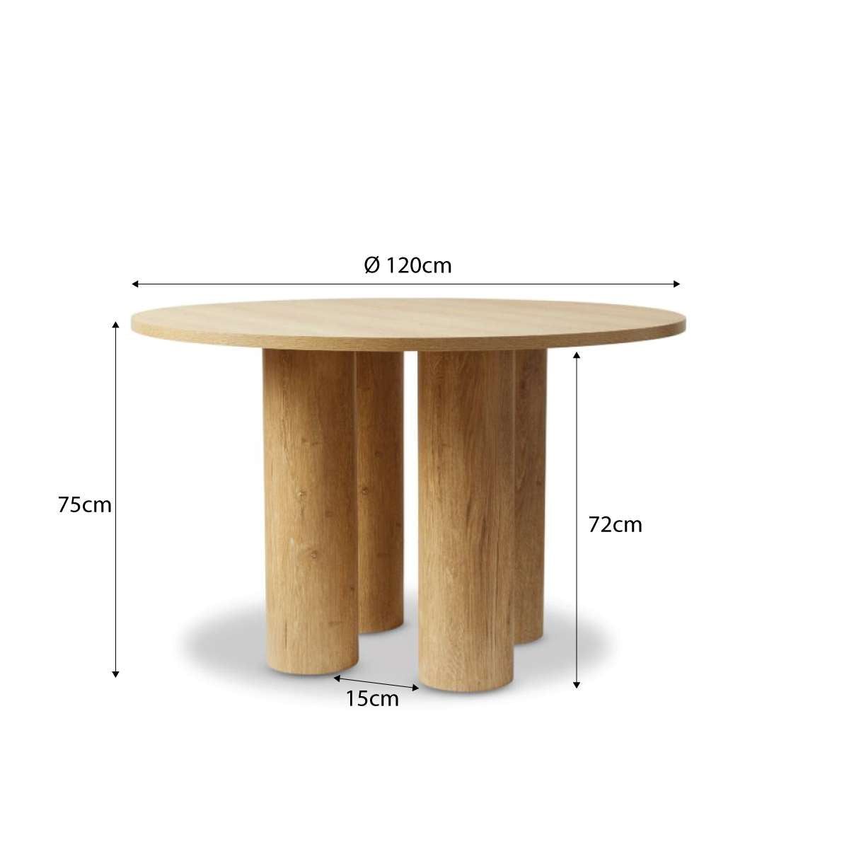 Otis Round Four Seater Dining Table - Natural - Mocka New Zealand