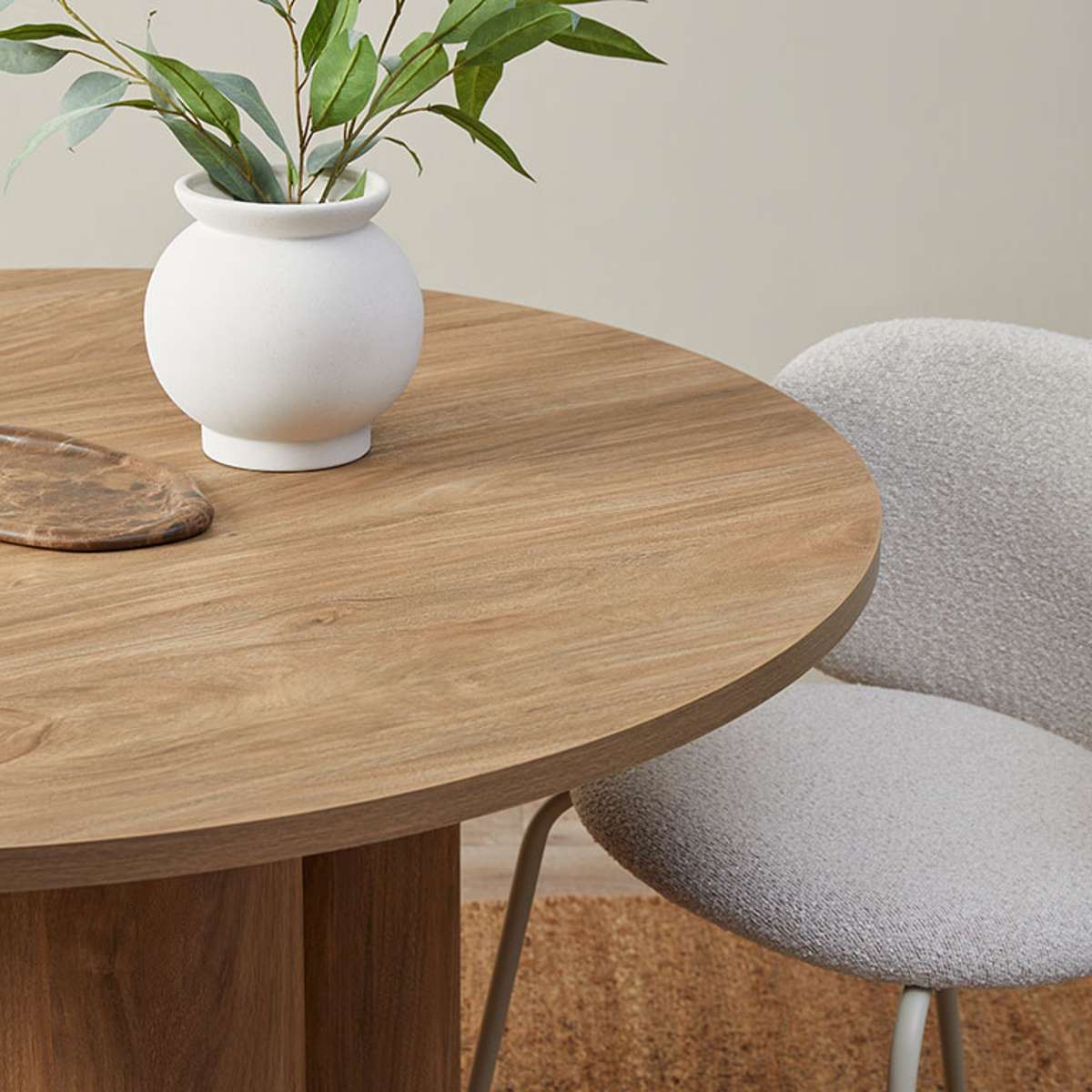 Otis Round Four Seater Dining Table - Pecan - Mocka New Zealand