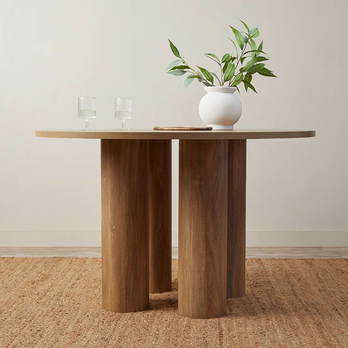 Otis Round Four Seater Dining Table - Pecan - Mocka New Zealand