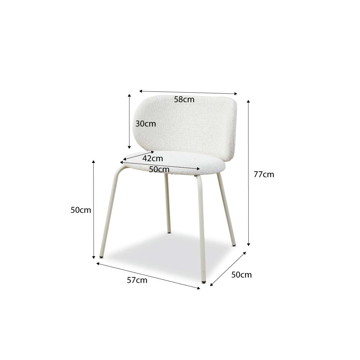 Willa Curved Dining Chair - Set of Two - Cream - Mocka New Zealand