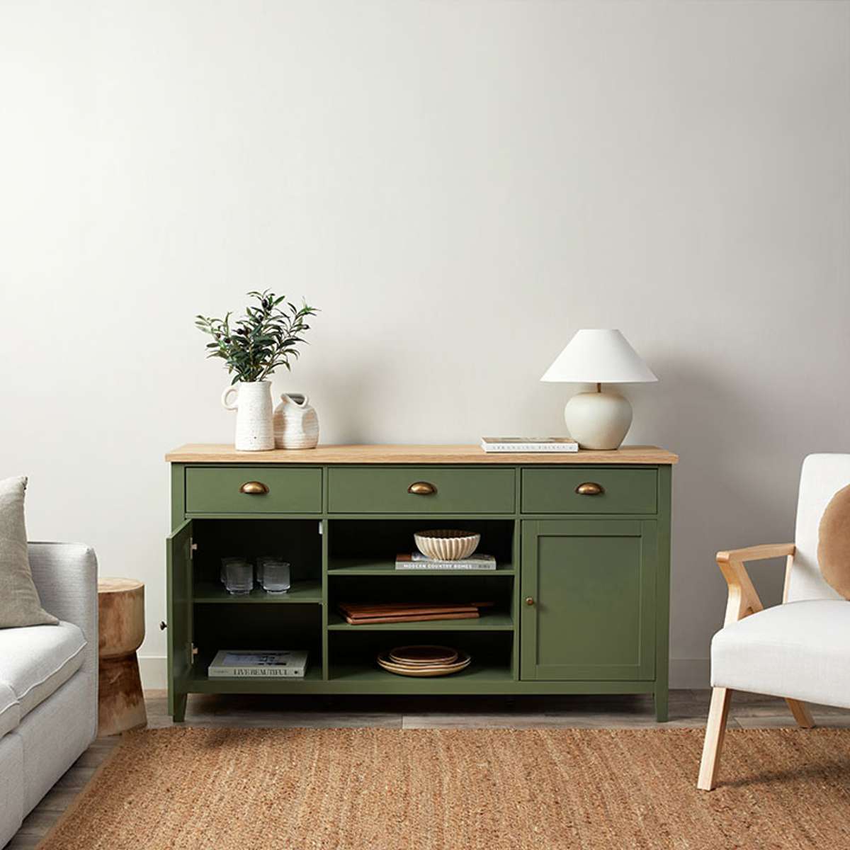 Hastings Buffet - Olive Green/Natural - Mocka New Zealand