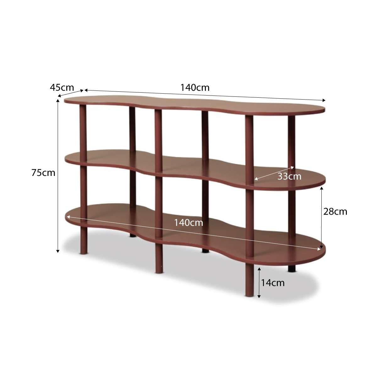 Wavey Low Three Shelf - Chocolate - Mocka New Zealand