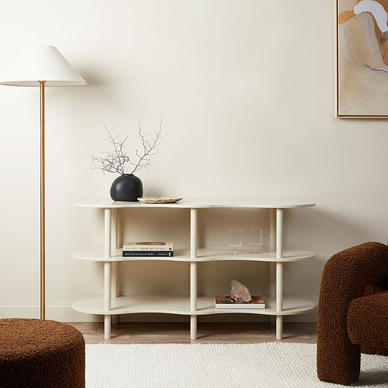 Wavey Low Three Shelf - Beige - Mocka New Zealand