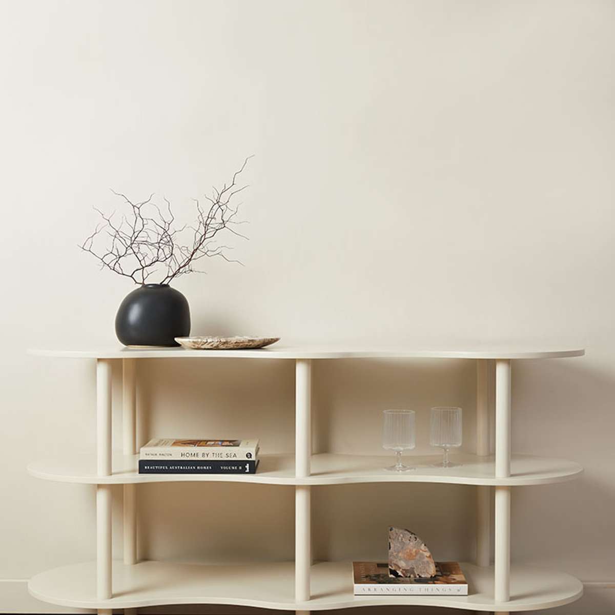 Wavey Low Three Shelf - Beige - Mocka New Zealand