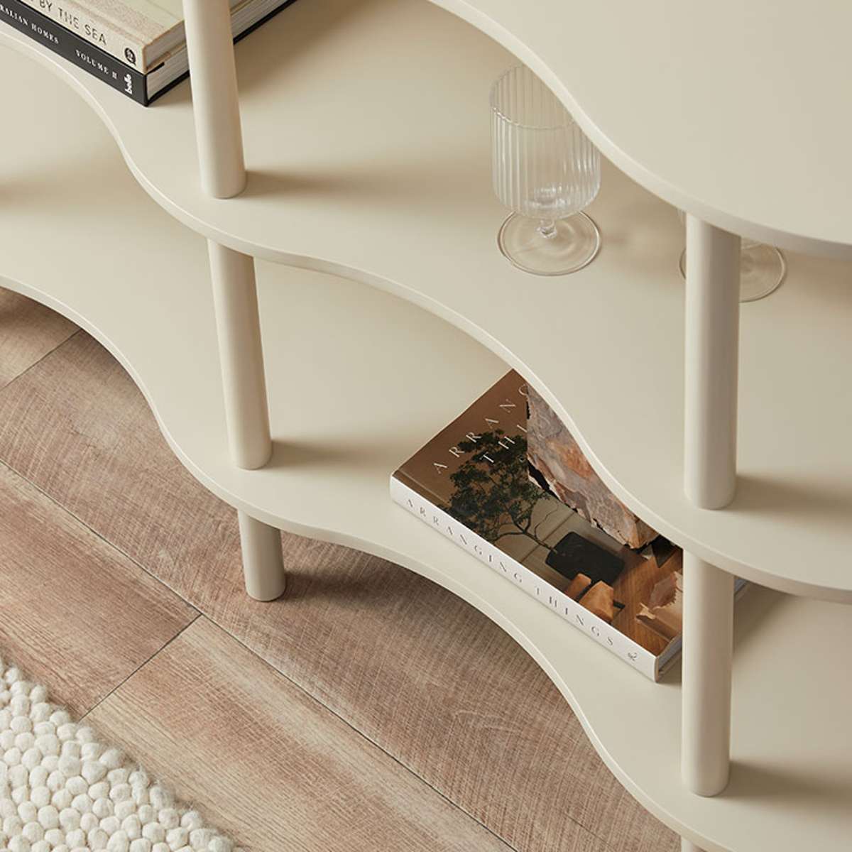 Wavey Low Three Shelf - Beige - Mocka New Zealand