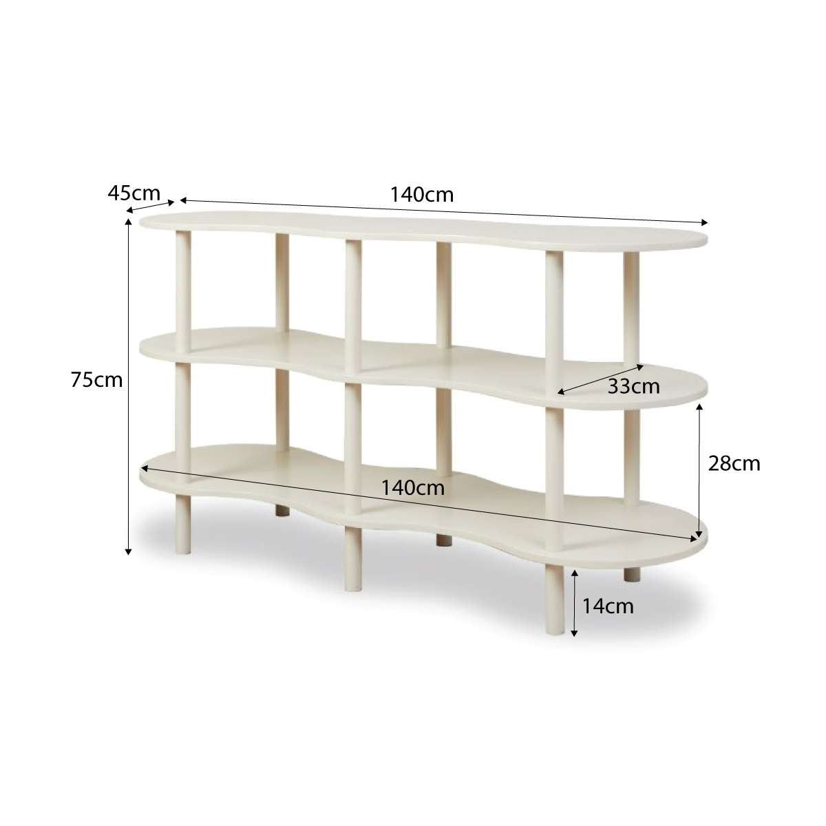 Wavey Low Three Shelf - Beige - Mocka New Zealand