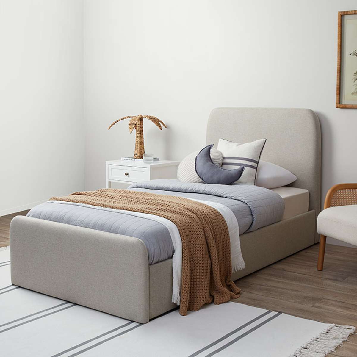 Sully Storage Single Bed + Mattress Bundle - Natural