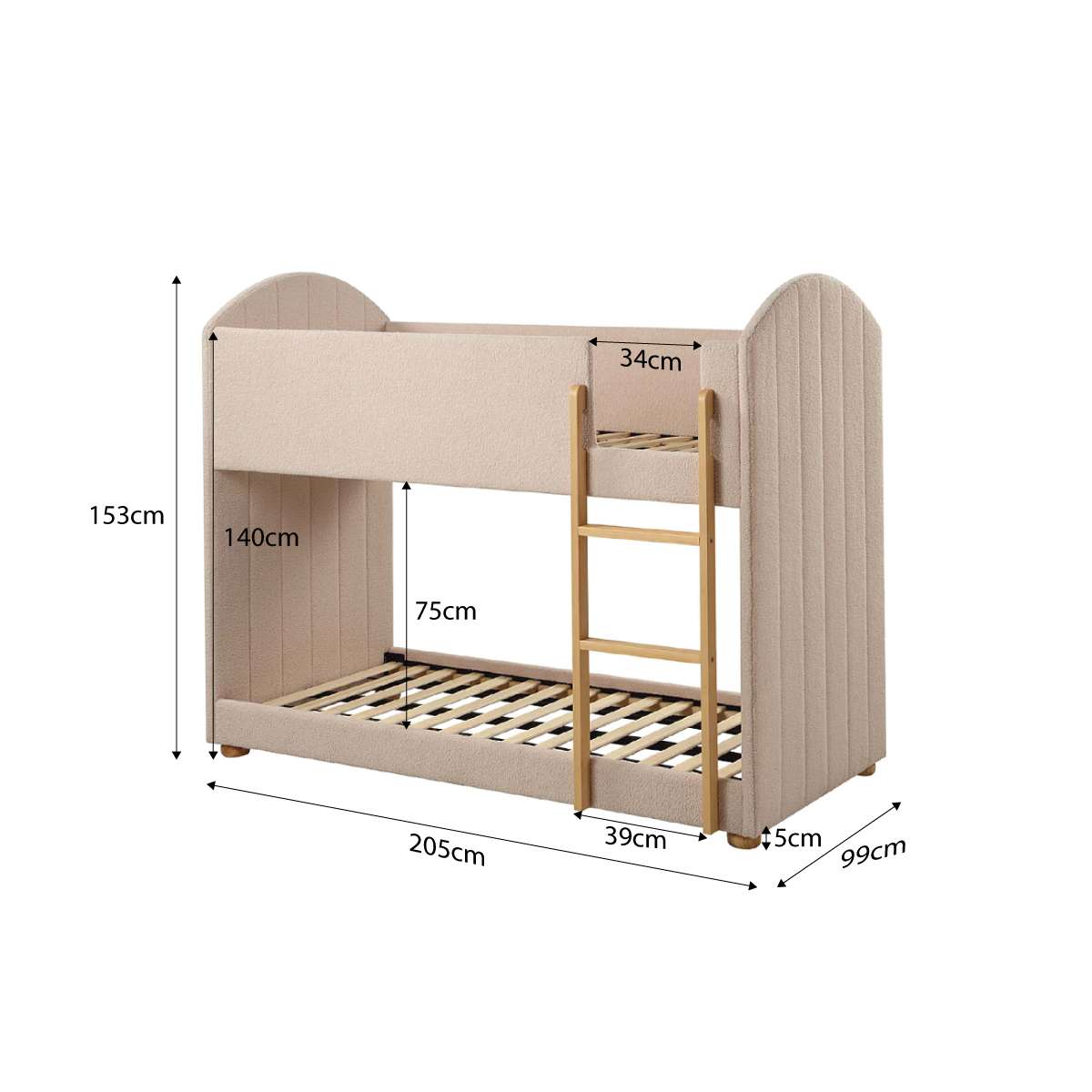 Teddy Bunk Bed - Beige - Mocka New Zealand