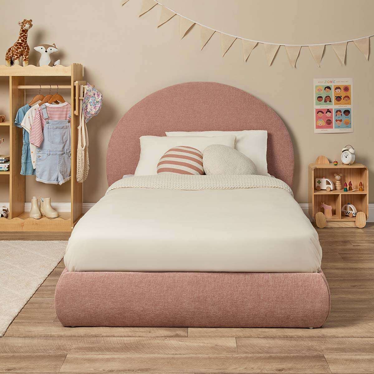 Arlo Arched King Single Bed - Dusty Pink - Mocka New Zealand