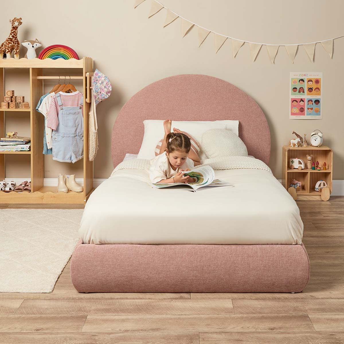 Arlo Arched King Single Bed - Dusty Pink - Mocka New Zealand