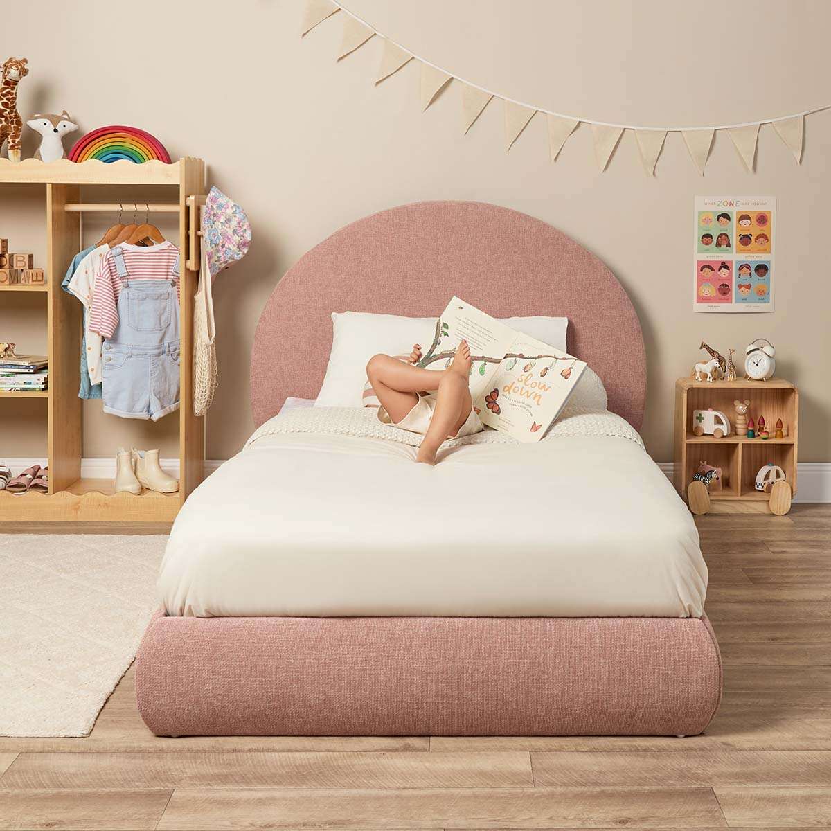 Arlo Arched King Single Bed - Dusty Pink - Mocka New Zealand