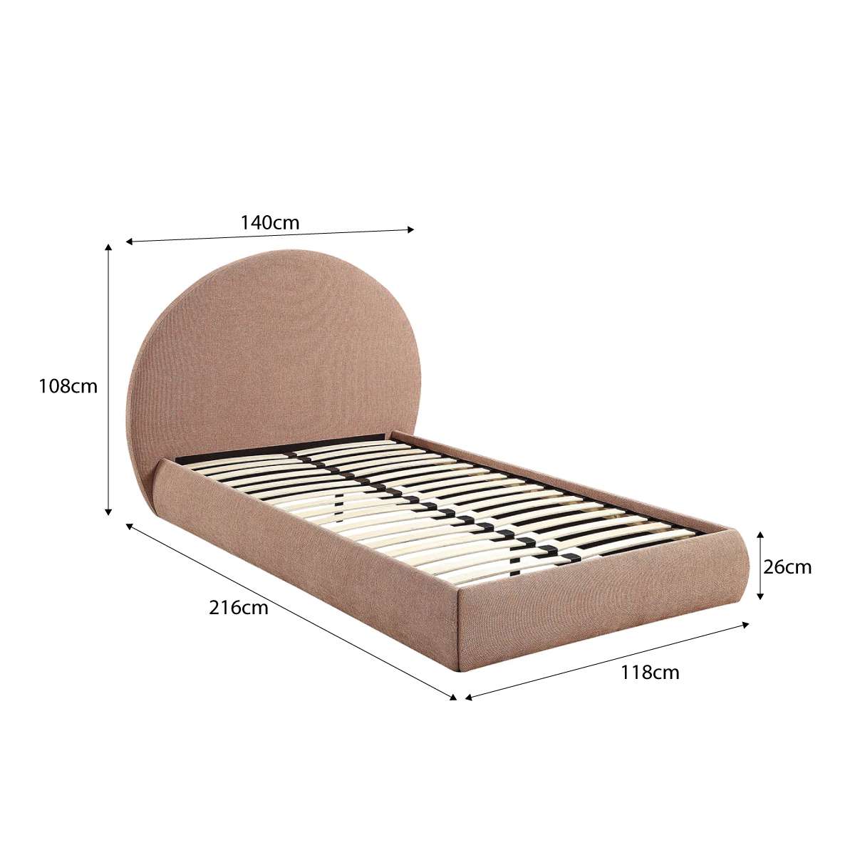 Arlo Arched King Single Bed - Dusty Pink - Mocka New Zealand