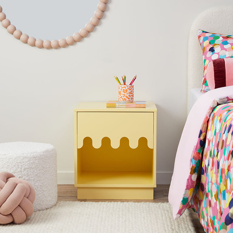 Ice Cream Bedside Table - Yellow - Mocka New Zealand