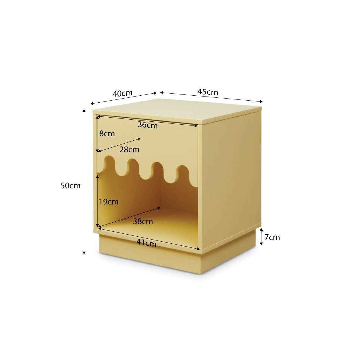 Ice Cream Bedside Table - Yellow - Mocka New Zealand