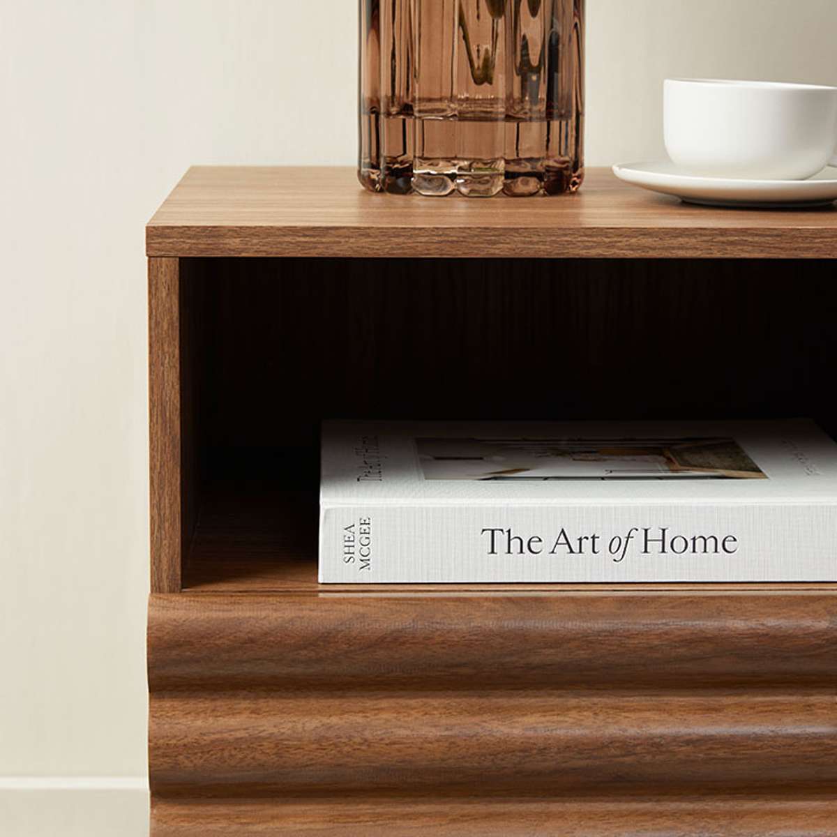 Theodore Ribbed Bedside Table - Walnut - Mocka New Zealand
