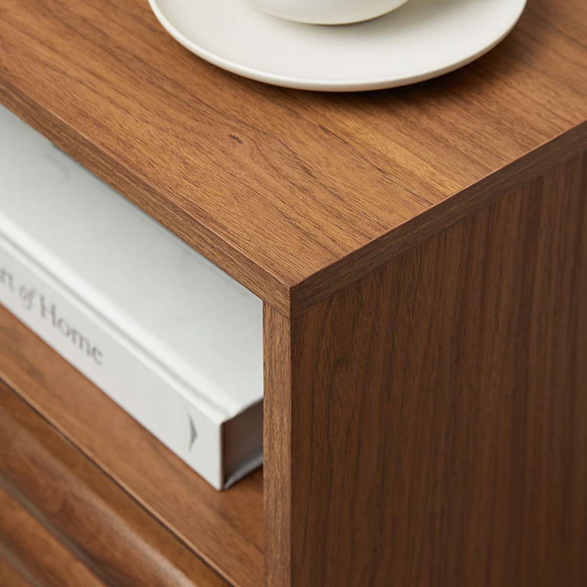 Theodore Ribbed Bedside Table - Walnut - Mocka New Zealand