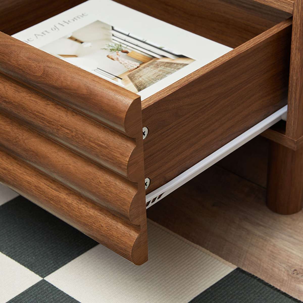 Theodore Ribbed Bedside Table - Walnut - Mocka New Zealand