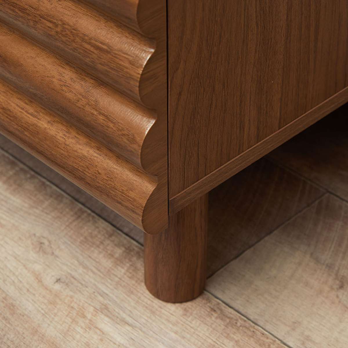 Theodore Ribbed Bedside Table - Walnut - Mocka New Zealand