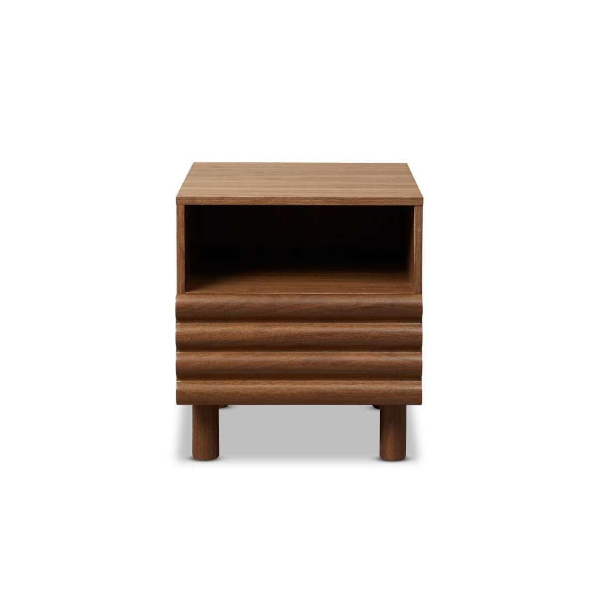 Theodore Ribbed Bedside Table - Walnut - Mocka New Zealand