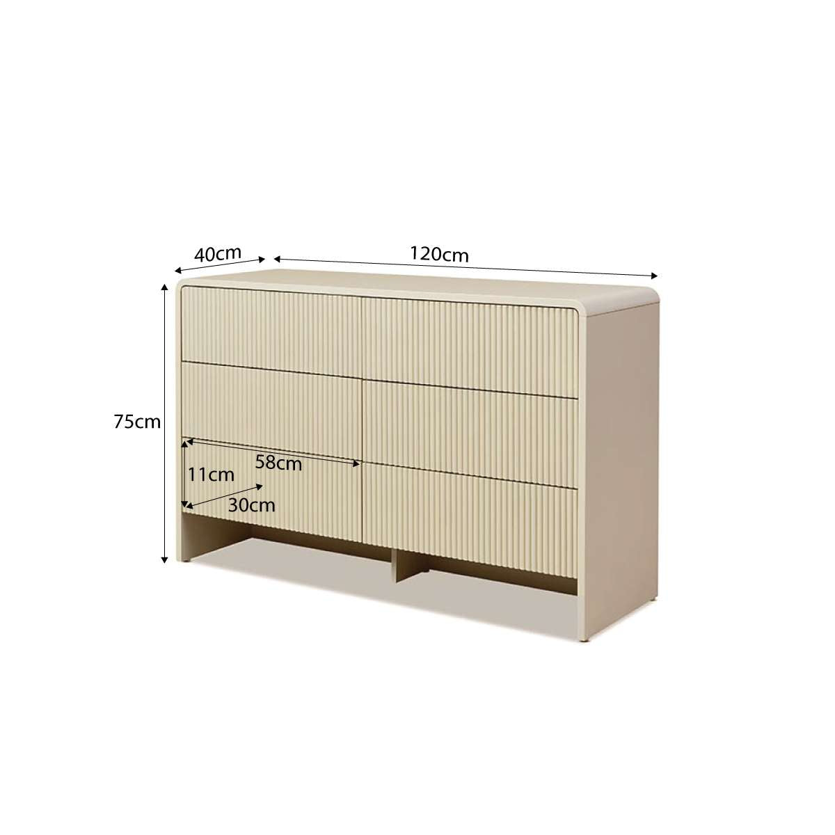 Majorca Six Drawer - Beige - Mocka New Zealand
