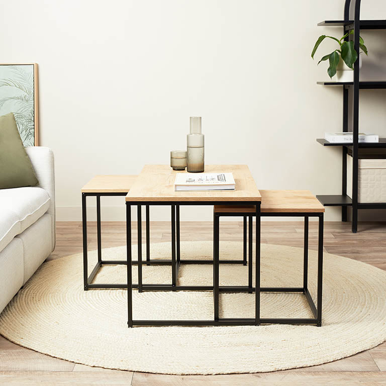 Reese Coffee and Side Table Set - Natural/Black - Mocka New Zealand