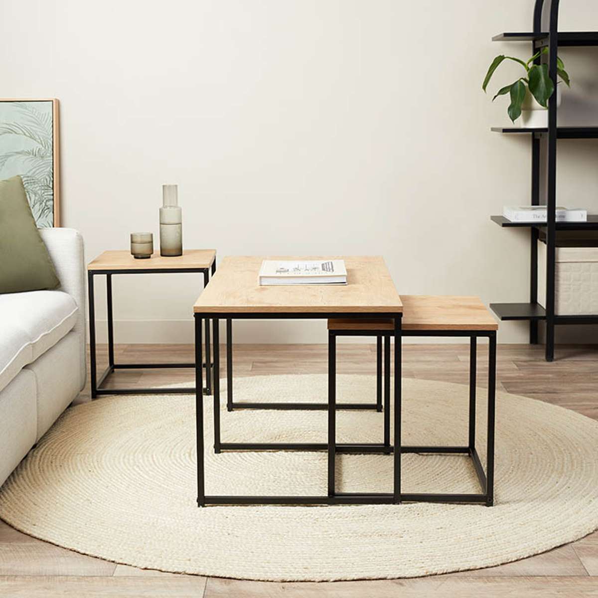 Reese Coffee and Side Table Set - Natural/Black - Mocka New Zealand