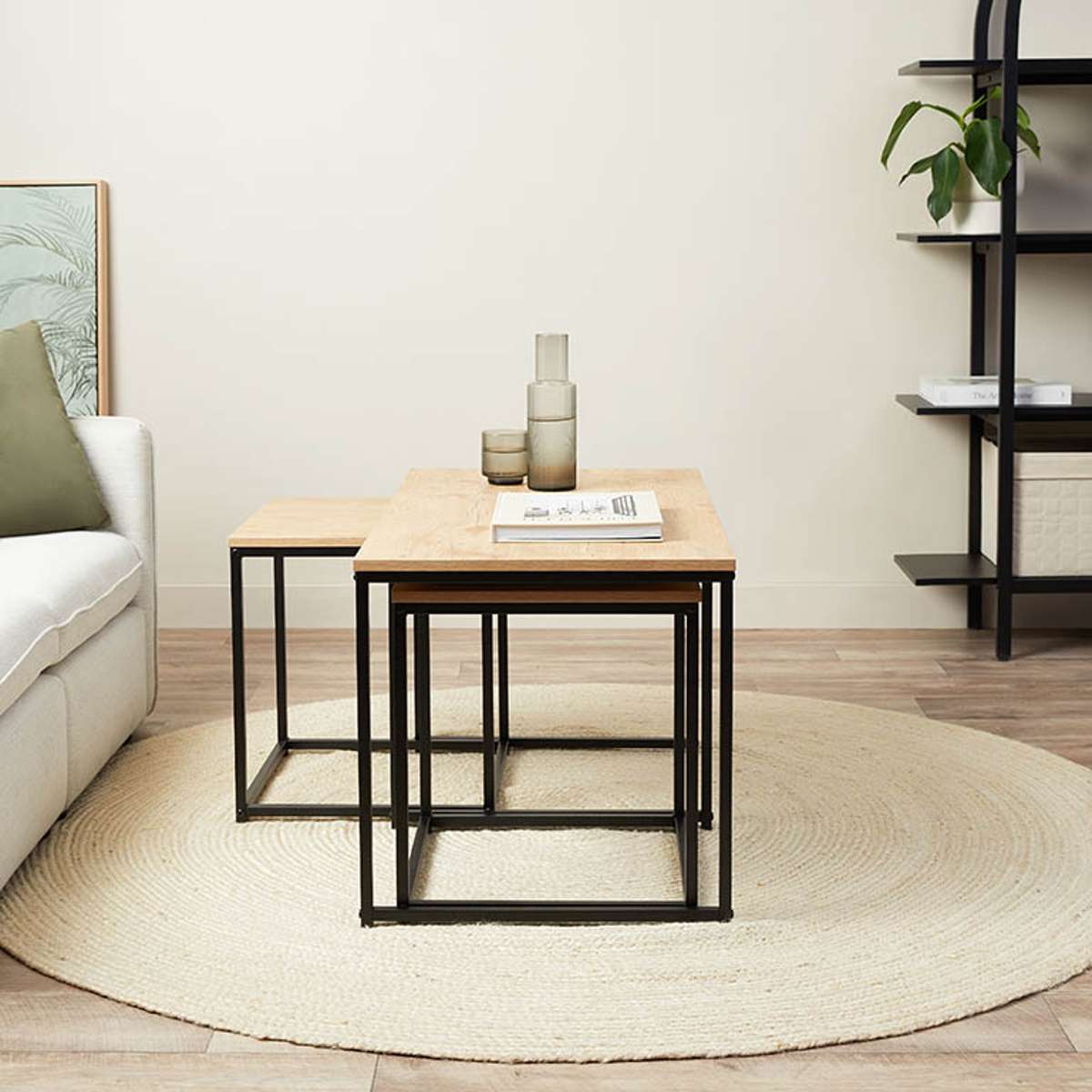 Reese Coffee and Side Table Set - Natural/Black - Mocka New Zealand