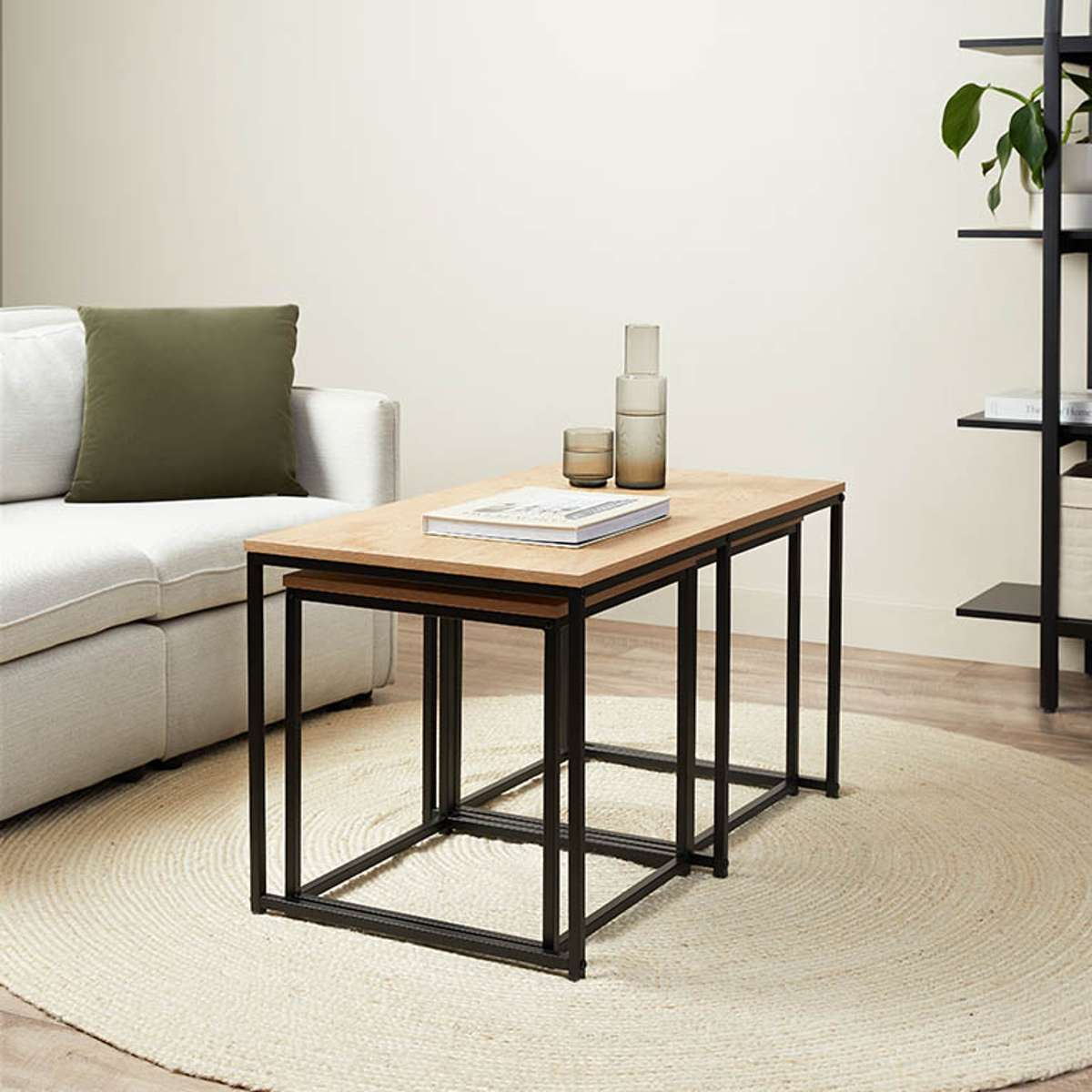 Reese Coffee and Side Table Set - Natural/Black - Mocka New Zealand